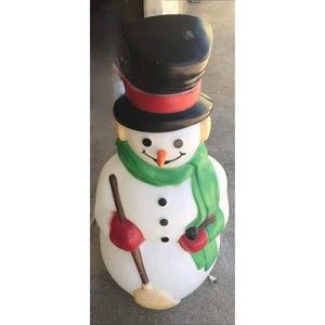 Vintage Empire Plastic 39" Christmas Snowman Lighted Blow Mold Top Hat vtg 70s